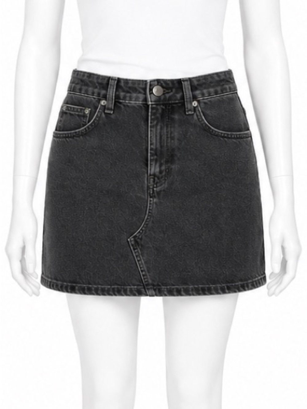 topshop Black Denim A-Line Mini Skirt size 4